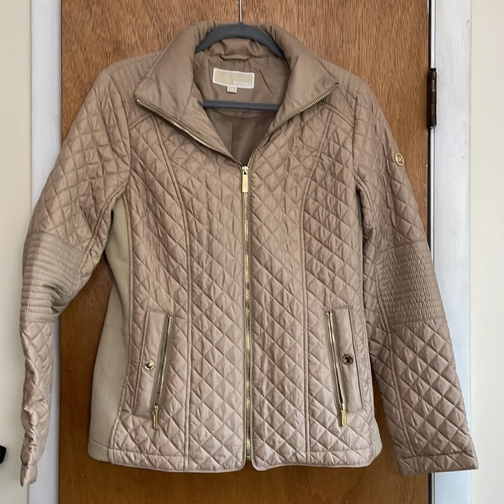 Beautiful gold color Michael Kors fall jacket with gold colored embellishments.